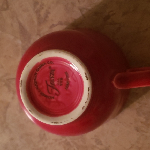 Fiesta Cup & Saucer Homer Laughlin Ring Handle Coffee Tea Red - Picture 3 of 4